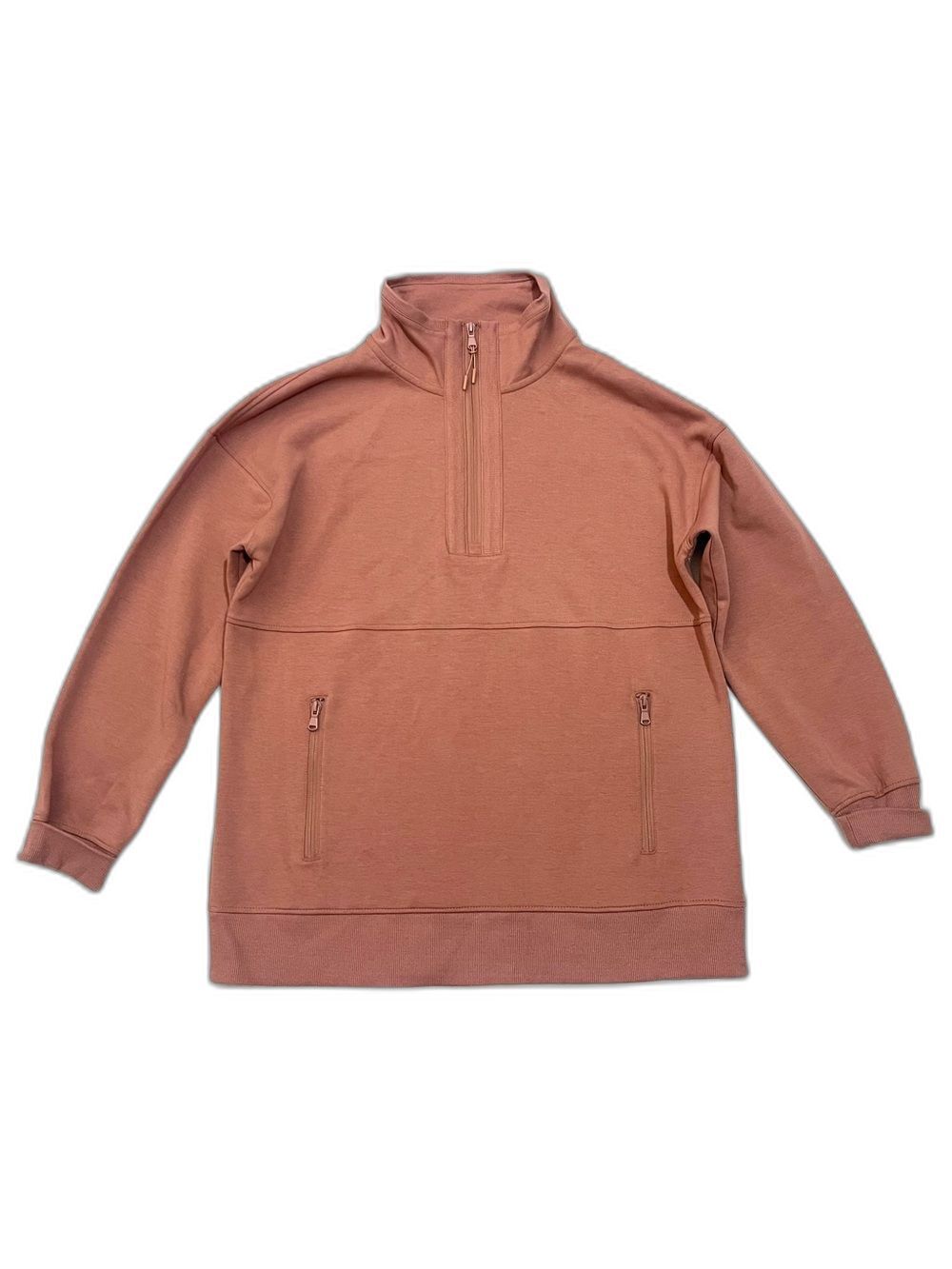 Maurices Dusty Rose Quarter-Zip Pullover Sweatshirt Cuffed Sleeve Women’s Medium - Picture 3 of 15